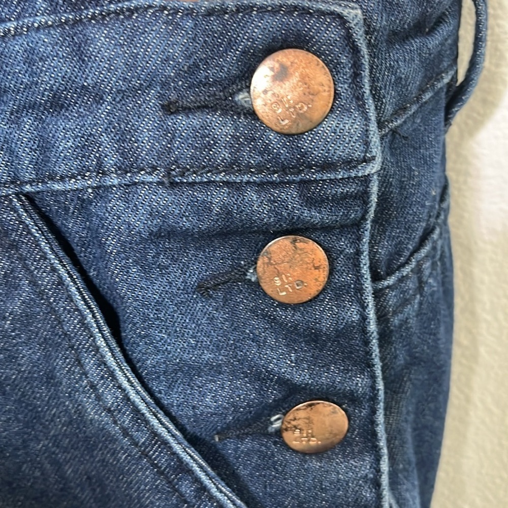 91: LTD Dark Denim V-Neck Overalls Women Size 4 BLEMISH - Picture 4 of 7
